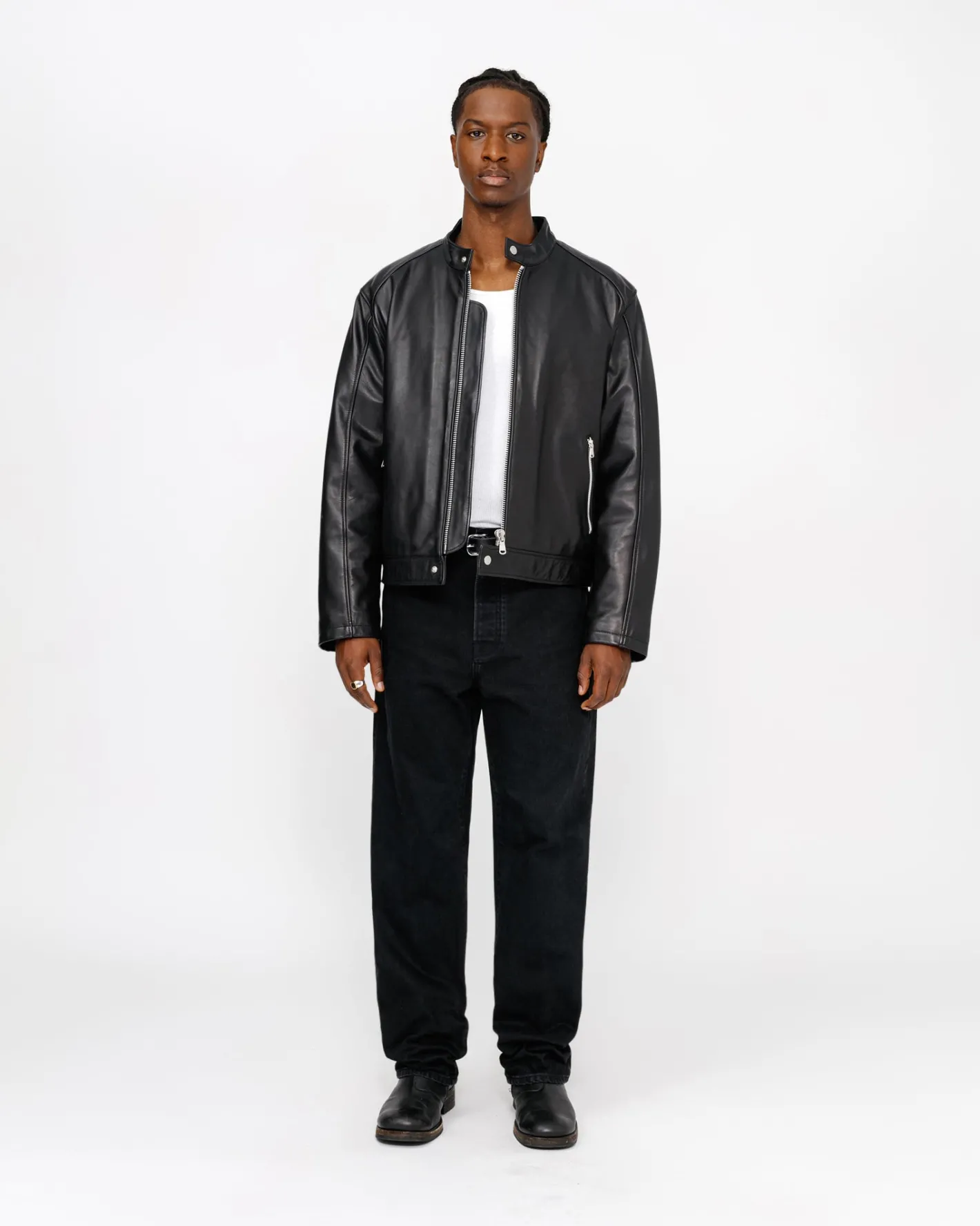 CAFE RACER LEATHER JACKET*Stüssy Clearance