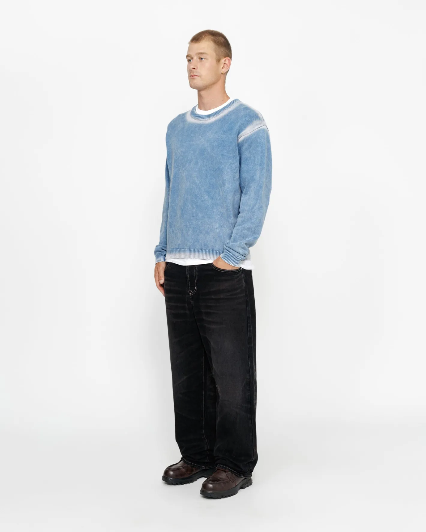 FADED COTTON KNIT CREW*Stüssy Sale