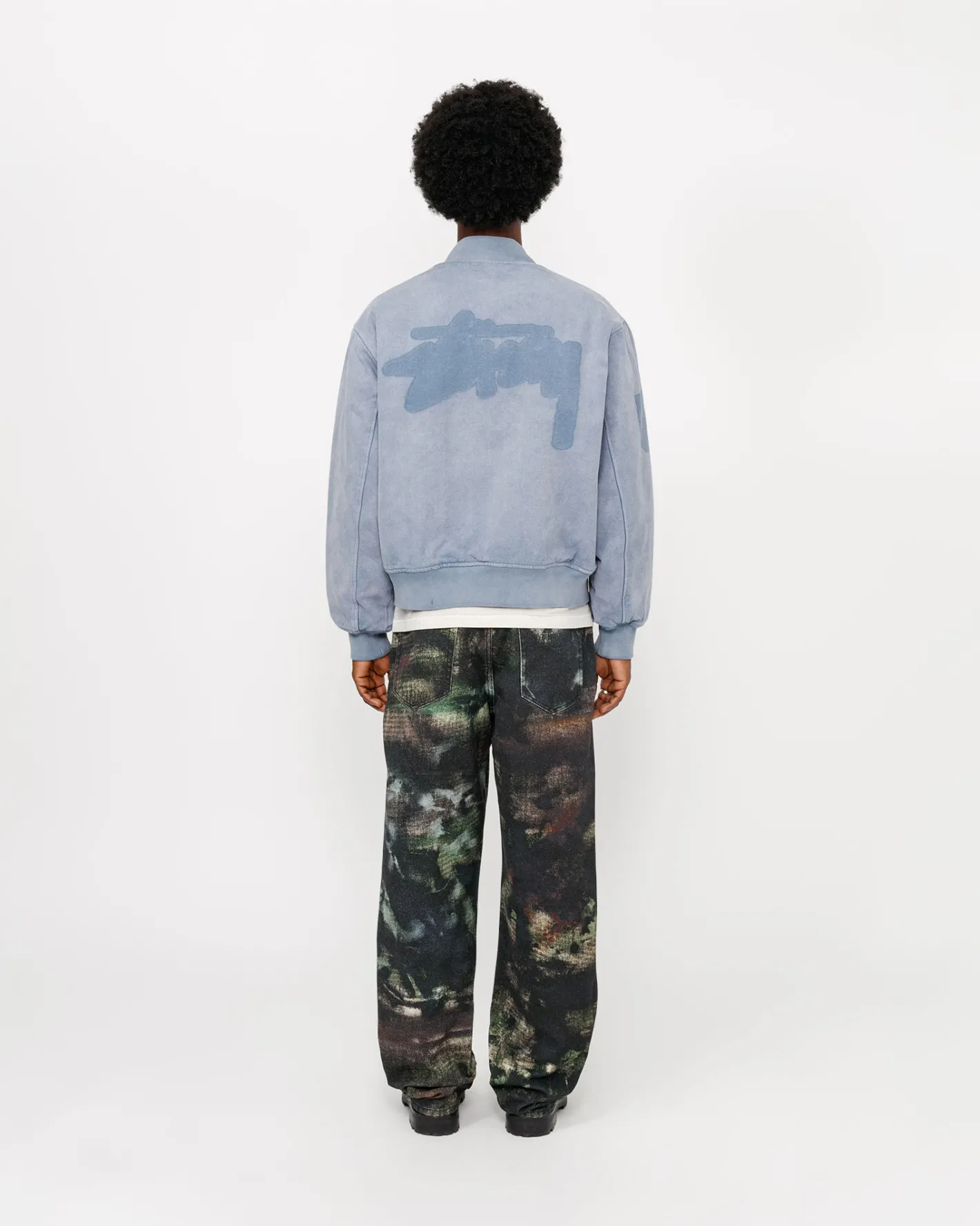 GHOST LOGO CANVAS VARSITY JACKET*Stüssy Online