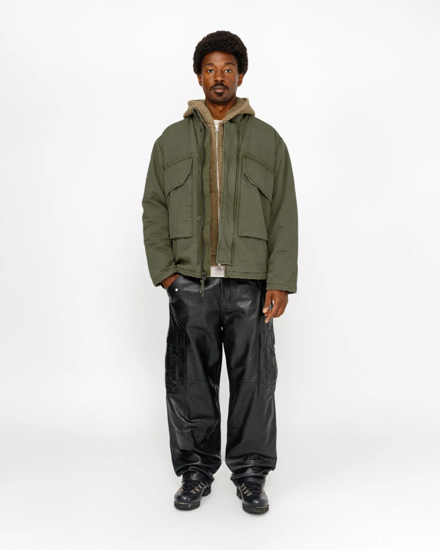 MILITARY CARGO LEATHER PANT*Stüssy Cheap