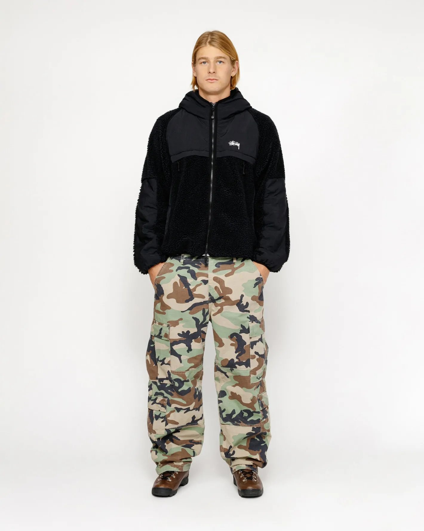 SHERPA PANELED HOODED JACKET*Stüssy Sale