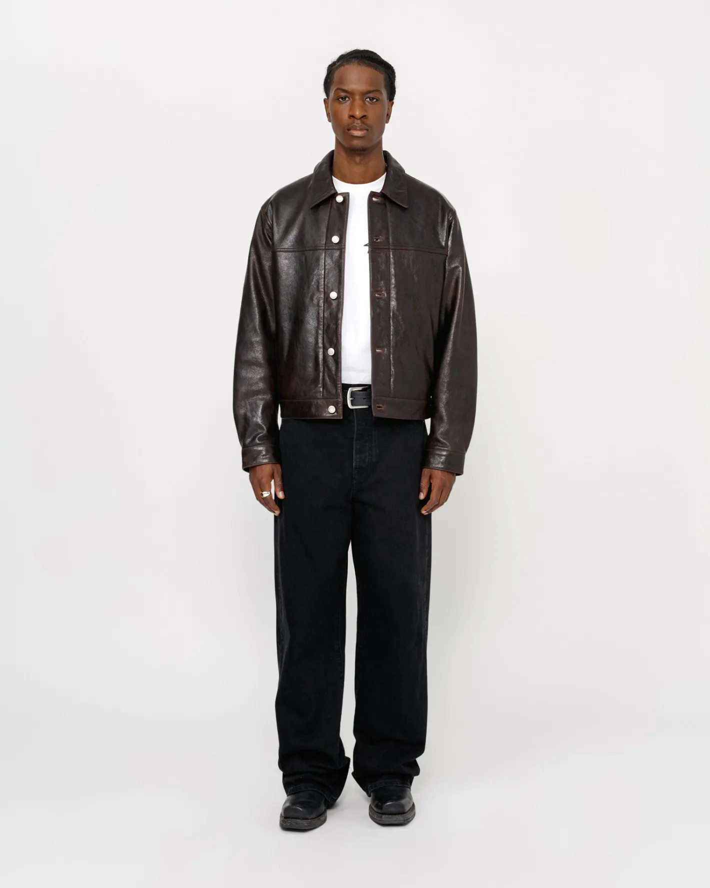 TRUCKER JACKET LEATHER*Stüssy Clearance